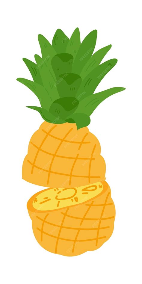 Premium Vector Hand Drawn Pineapple Illustration Isolated On White Background Fresh Summer