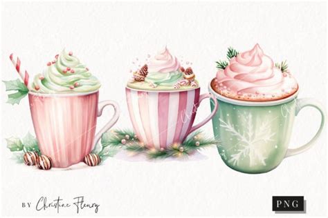 Pastel Watercolor Hot Cocoa Clipart Graphic By Christine Fleury Creative Fabrica