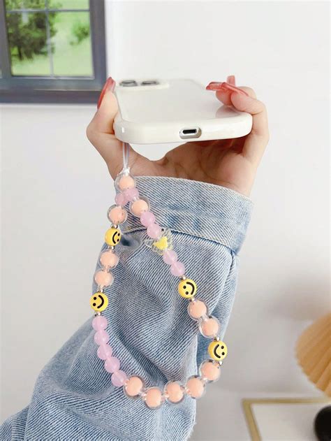 1pc Smile Decor Beaded Phone Lanyard Heart Decorations Smile Decor