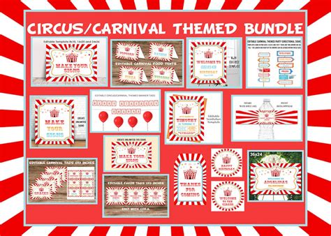 Carnival Theme Party Bundle, Invitations & Decorations, Printable ...