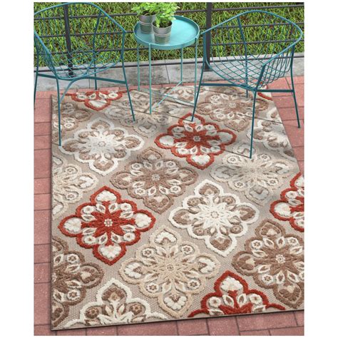 Well Woven Bodrum Red Indooroutdoor Floral Panel Area Rug 5x7 53 X