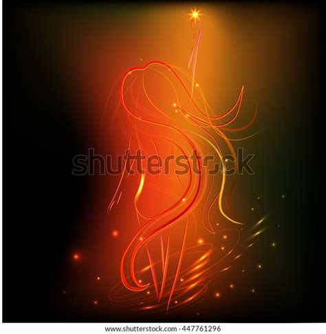 Silhouette Naked Girl Long Hair Light Stock Vector Royalty Free Shutterstock