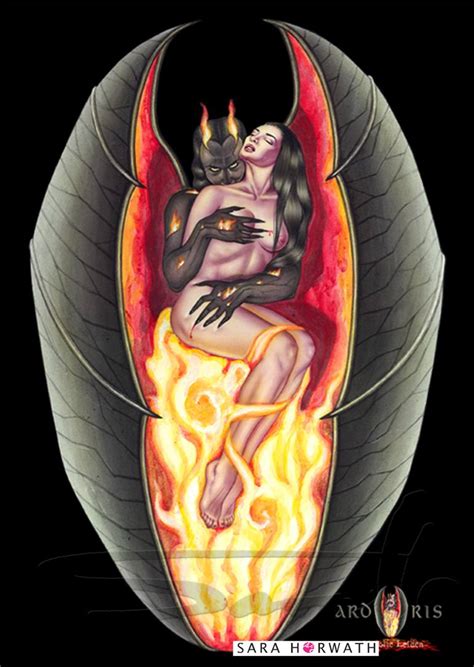 Ardoris Devil Demon Is Holding A Naked Angel In His Fire Wings Painting By Sara Horwath