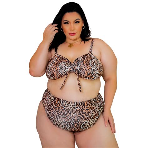 Biquíni Plus Size bojo modelo de cintura alta modelador hot pants