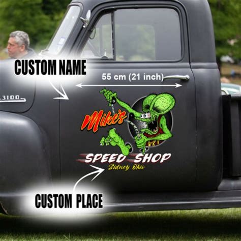 Personalized Hot Rod Garage Rat Fink Speed Shop Vinyl Stickers Dingmun