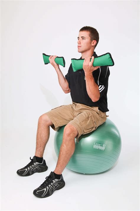 Seated Stability Ball Sand Weights Arm Curl Live B Healthy Trainers