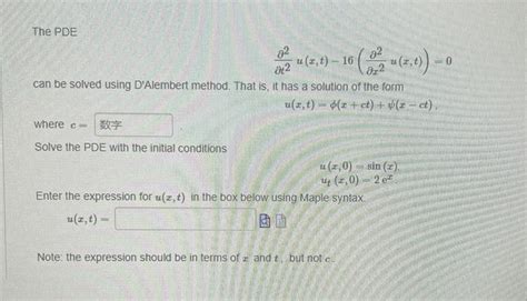 Solved The PDE T22u X T 16 X22u X T 0 Can Be Solved Chegg