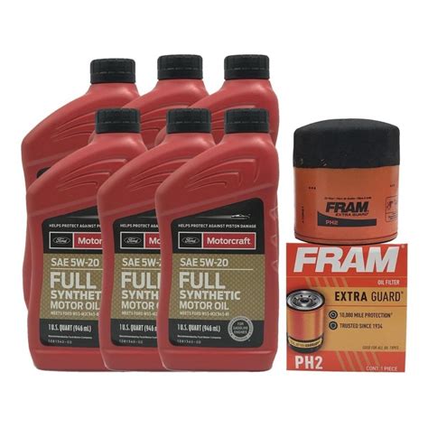 Kit para Cambio de Aceite Sintetico 5W20 MOTORCRAFT Full Synthetic ...