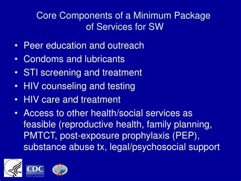 Ppt Overview Core Components Of A Minimum Package Of Services For Hiv Prevention With Sex