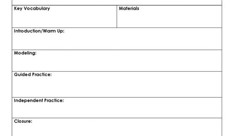 Six Point Lesson Plan Template Work Plan Template Microsoft Office Williamson