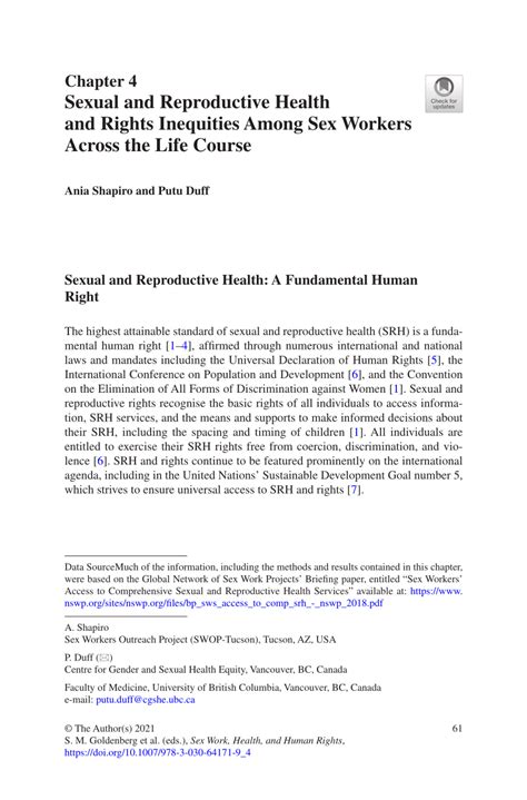 Pdf Sexual And Reproductive Health And Rights Inequities Among Sex Workers Across The Life Course