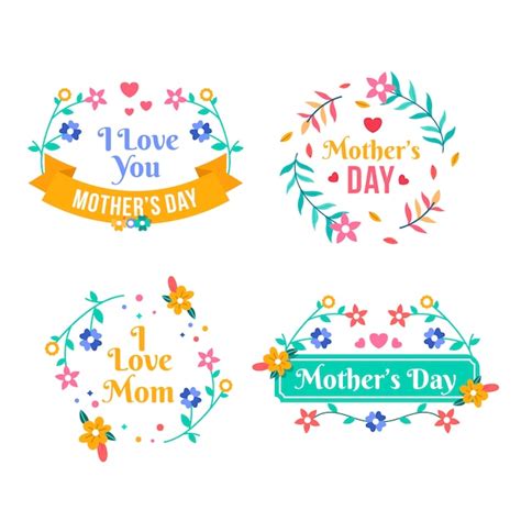 Free Vector Flat Design Mothers Day Badge Collection