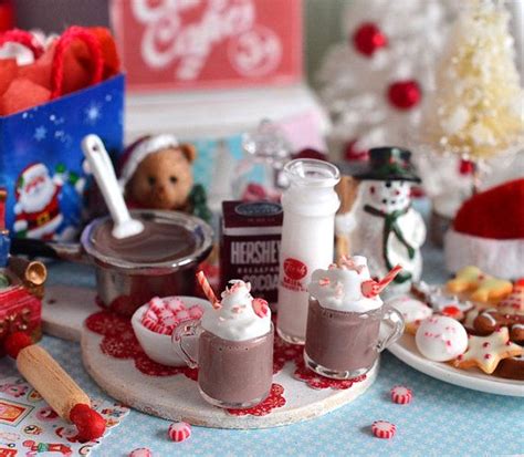 Miniature Christmas Hot Cocoa Set Miniature Christmas Barbie Food Miniature Food