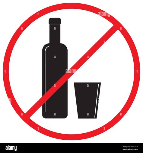 Illustration With Black Bottle Glass Ban Sign Forbidden Mark