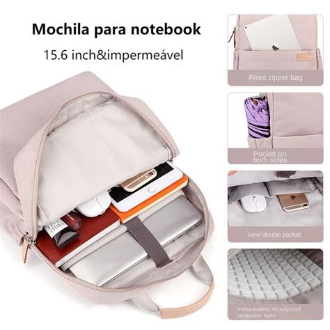 Mochila para notebook feminina impermeável resistente a quedas bolsa