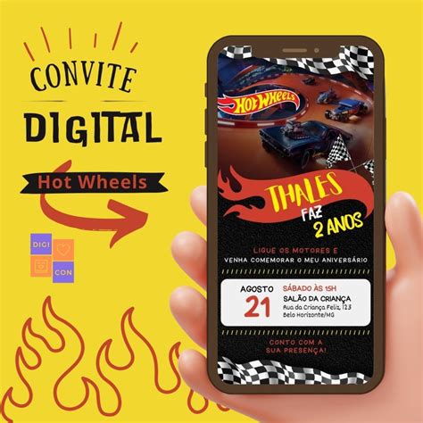 Convite Digital Anivers Rio Hot Wheels Elo Produtos Especiais