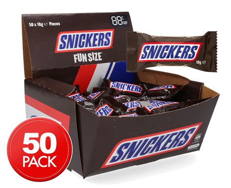 50 X Snickers Fun Size Chocolate Bars 18g Au