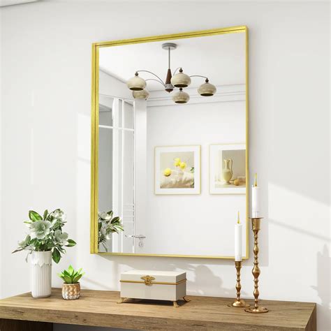 Beautypeak 20 X 30 Bathroom Mirror For Wall Modern Gold Deep Framed
