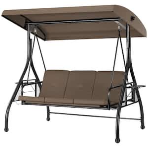 Vivohome Person Steel Metal Outdoor Patio Swing With Canopy And