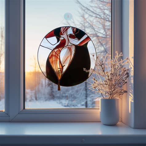 Erotic Girl In An Unzipped Dress Stained Glass Panel Nude Butt Stained Glass Hanging Sun