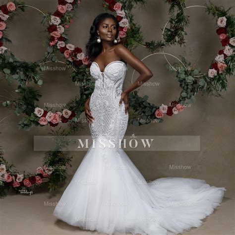 Beautiful Strapless Sweetheart Lace Mermaid Wedding Dress With Appliqu