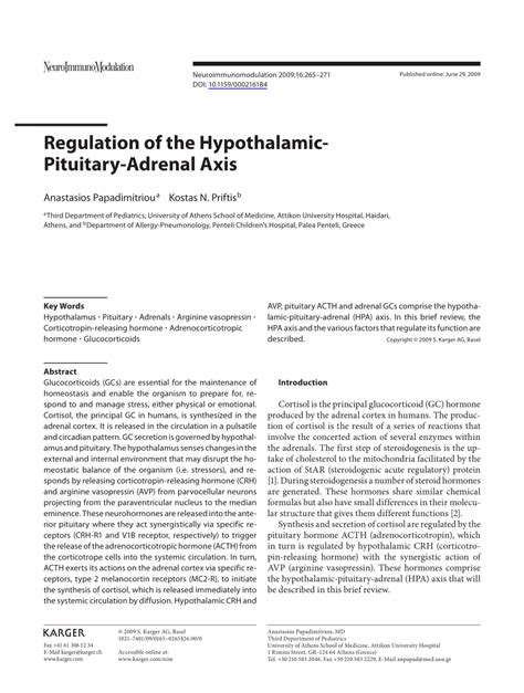 (PDF) Regulation of the Hypothalamic-Pituitary-Adrenal Axis