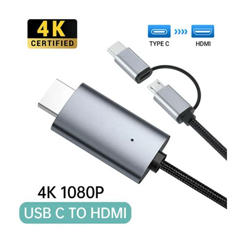 Cabo Adaptador Micro USB C HDMI LD39 Espelhar Celular Android Sem MHL