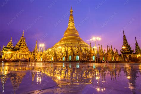 Photo & Art Print amazing sunrise at shwedagon pagoda in yangon, myanmar