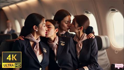 K Beautiful Flight Attendants Falling In Love Lesbian Kiss Kiss Lesbianlove