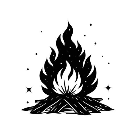 A black and white drawing of a campfire 50119027 Vector Art at Vecteezy