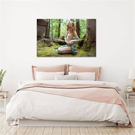 Glass Wall Art Naked Woman In Fairy Forest Housewarming Etsy