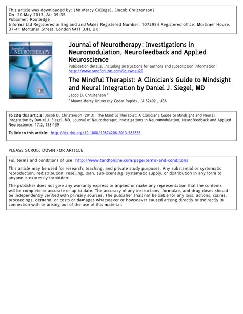 (PDF) The Mindful Therapist: A Clinician's Guide to Mindsight and ...