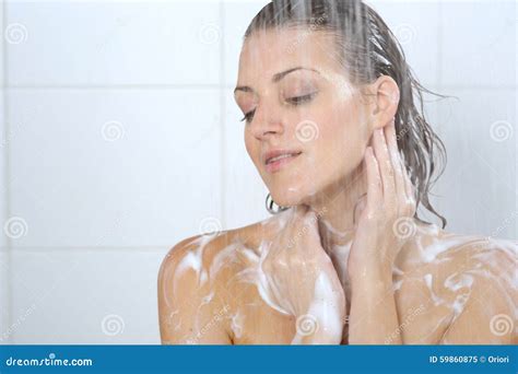 Woman Washing Her Body Shower Gel Stock Image Image 59860875