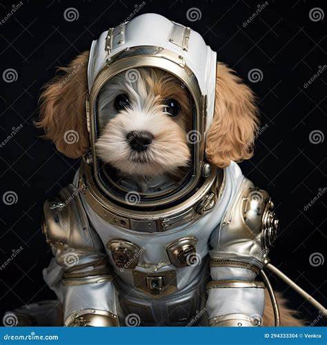 Astronaut Puppy Dog With Protective Armor Royalty-Free Stock Image