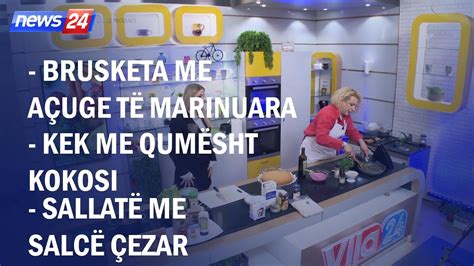 Brusketa me açuge të marinuara Kek me qumësht kokosi Sallatë me