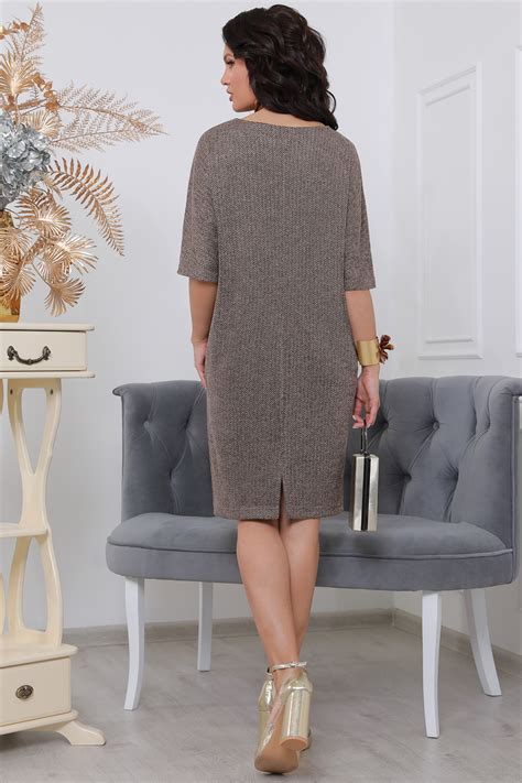 Купить Коричневое трикотажное платье по цене: 1 600 ₽ арт. П-3782-0022 ...