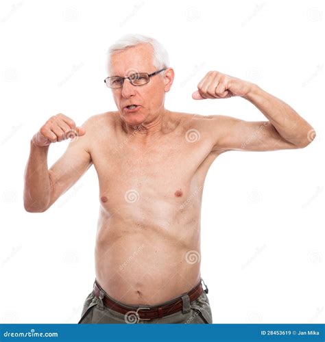 Naked Senior Man Gesturing Stock Image Image Of Funny