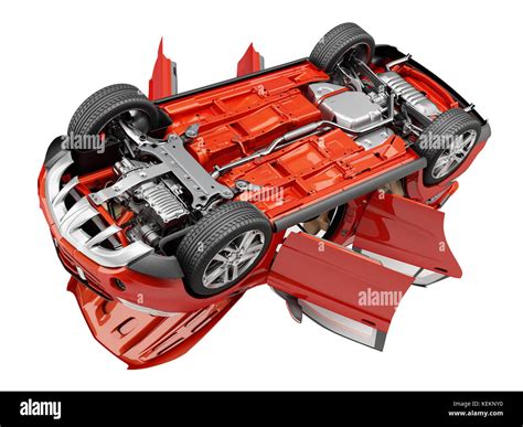 Red Suv Car With All Doors Opened Bottom View Stock Photo Alamy