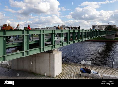 Berlin Germany Pedestrians On The Gustav Heinemann Bridge Stock Photo
