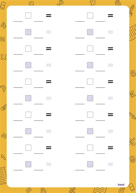 Two Column Blank Math Worksheet | Orange for Teachers | Perfect for ...