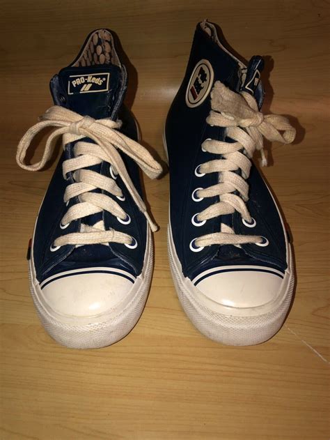 True Vintage 1970s Pro Keds Navy Blue Pvc High Top Usa Sz 75 Etsy