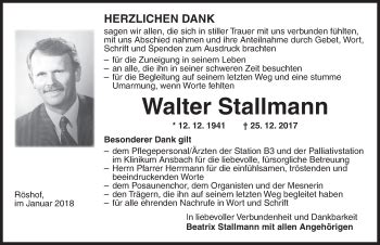 Traueranzeigen Von Walter Stallmann Trauer Flz De