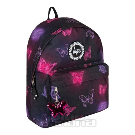 Hype Chrome Glow Butterfly Pinkpurple Backpack School Rucksack