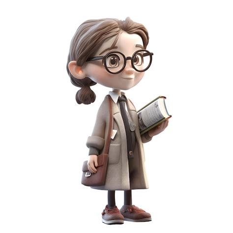 Premium Photo Intelligent Icon 3d Cute Girl In Professor Character