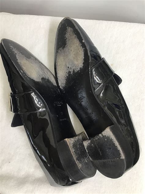 Prada Shoes Black Patent Low Heel Buckle Top Oxford S Gem