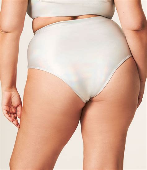 Biquíni Calcinha Hot Pants Holográfico Curve Plus Size Prata