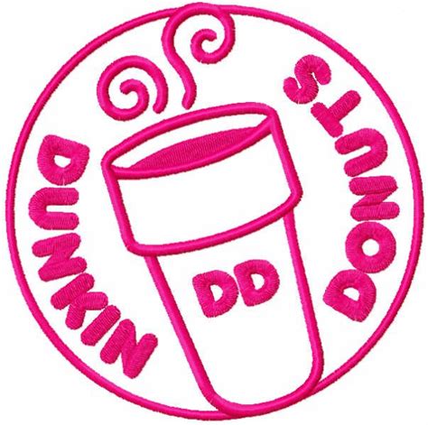 a pink dunkin donuts logo with the words dunkin donuts on it