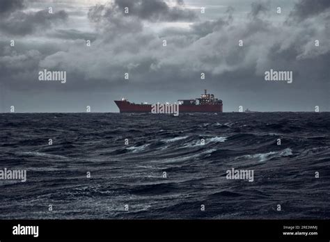 Oil Tanker Fpso On The Storm Weather On The Horizon In The North Sea