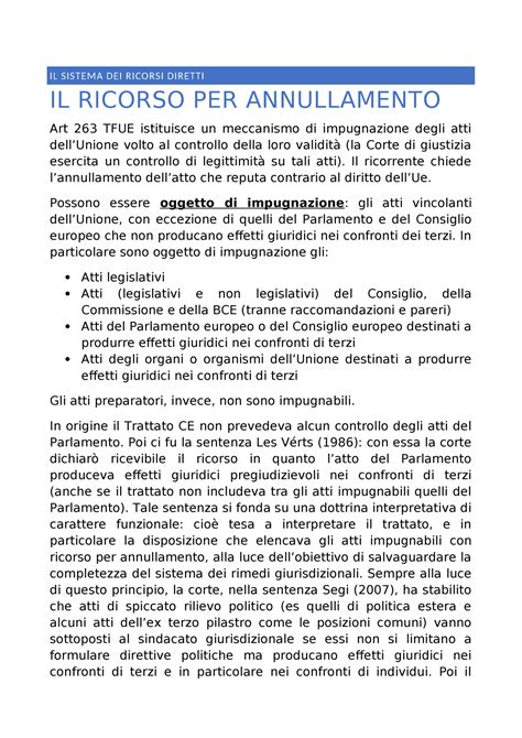 Sistema Dei Ricorsi Diretti Il Sistema Dei Ricorsi Diretti Il Ricorso