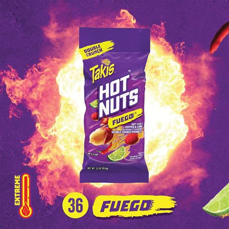 Buy Takis Hot Nuts Fuego Double Crunch Peanuts Hot Chili Pepper And Lime Artificially Flavored